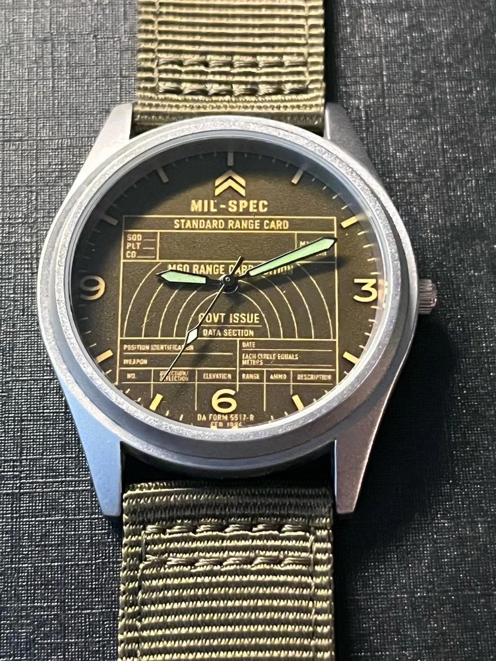 Military Field Watch 42mm “Range Card”by MIL-SPEC